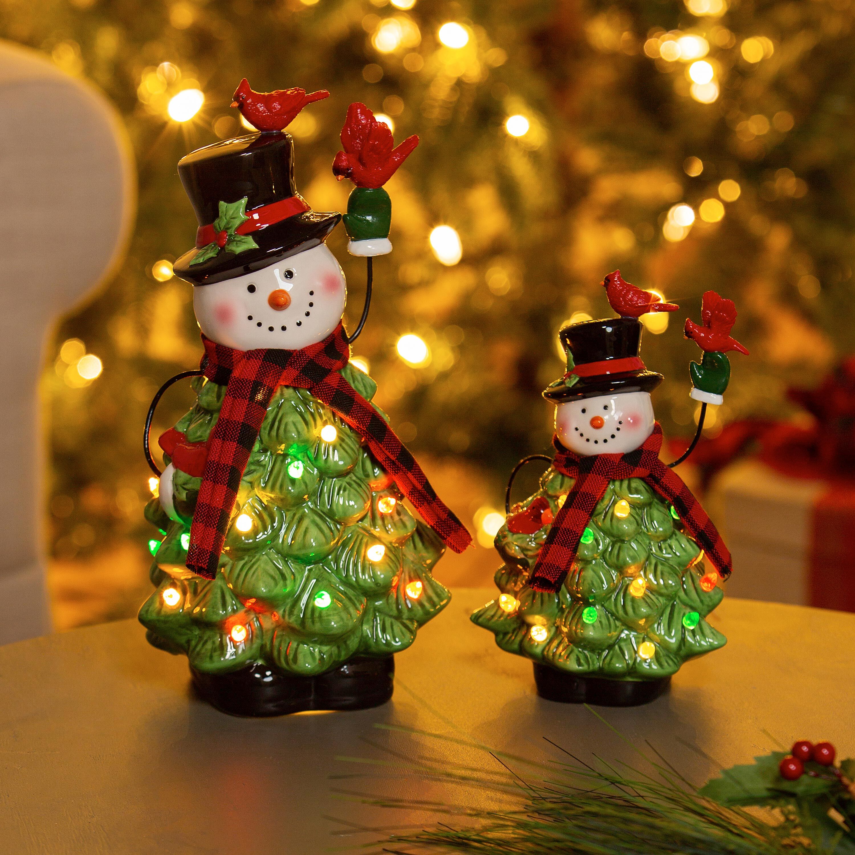 Lighted Christmas Tree Snowmen, Set of 2 – Plow & Hearth