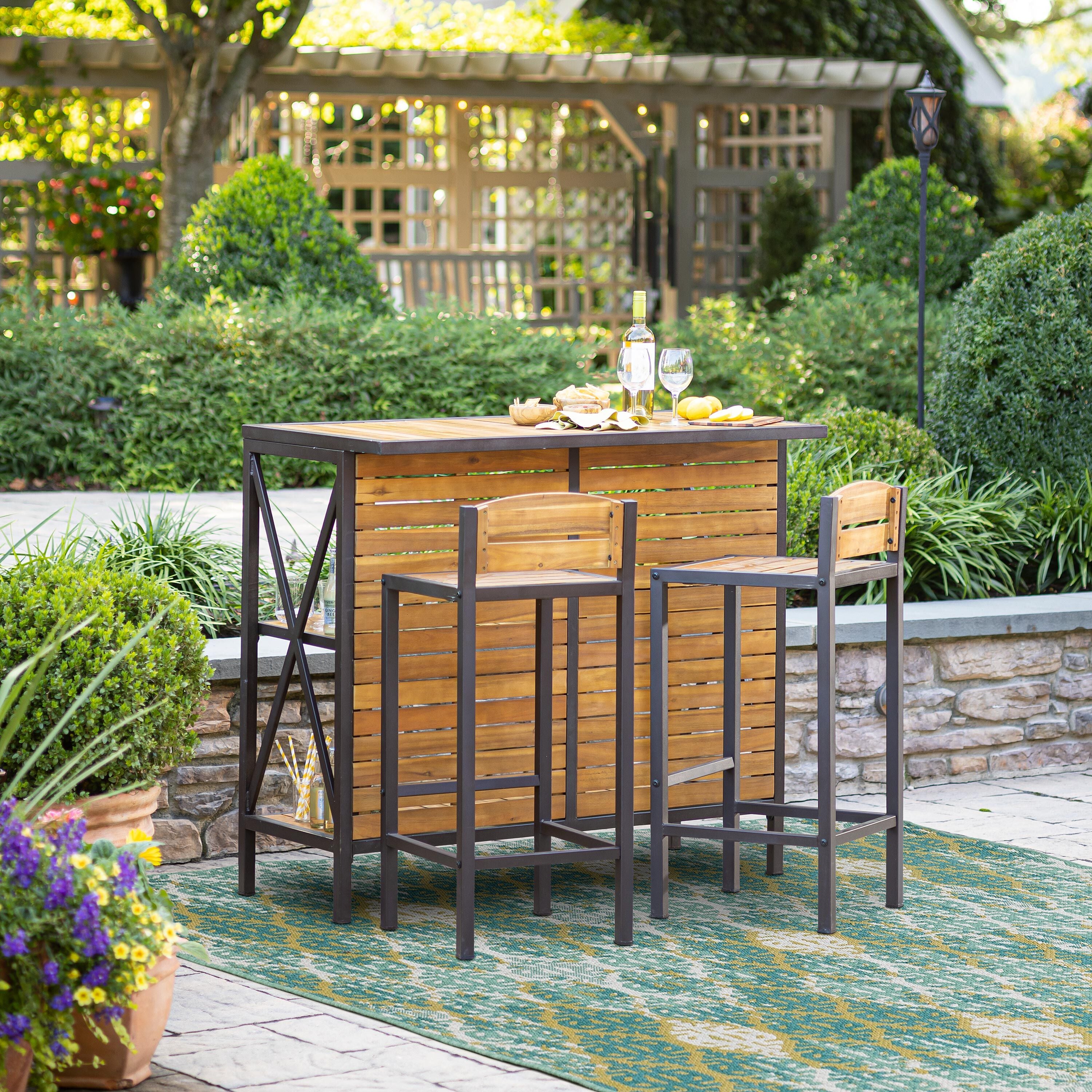 Plow & Hearth Acacia Bar Table