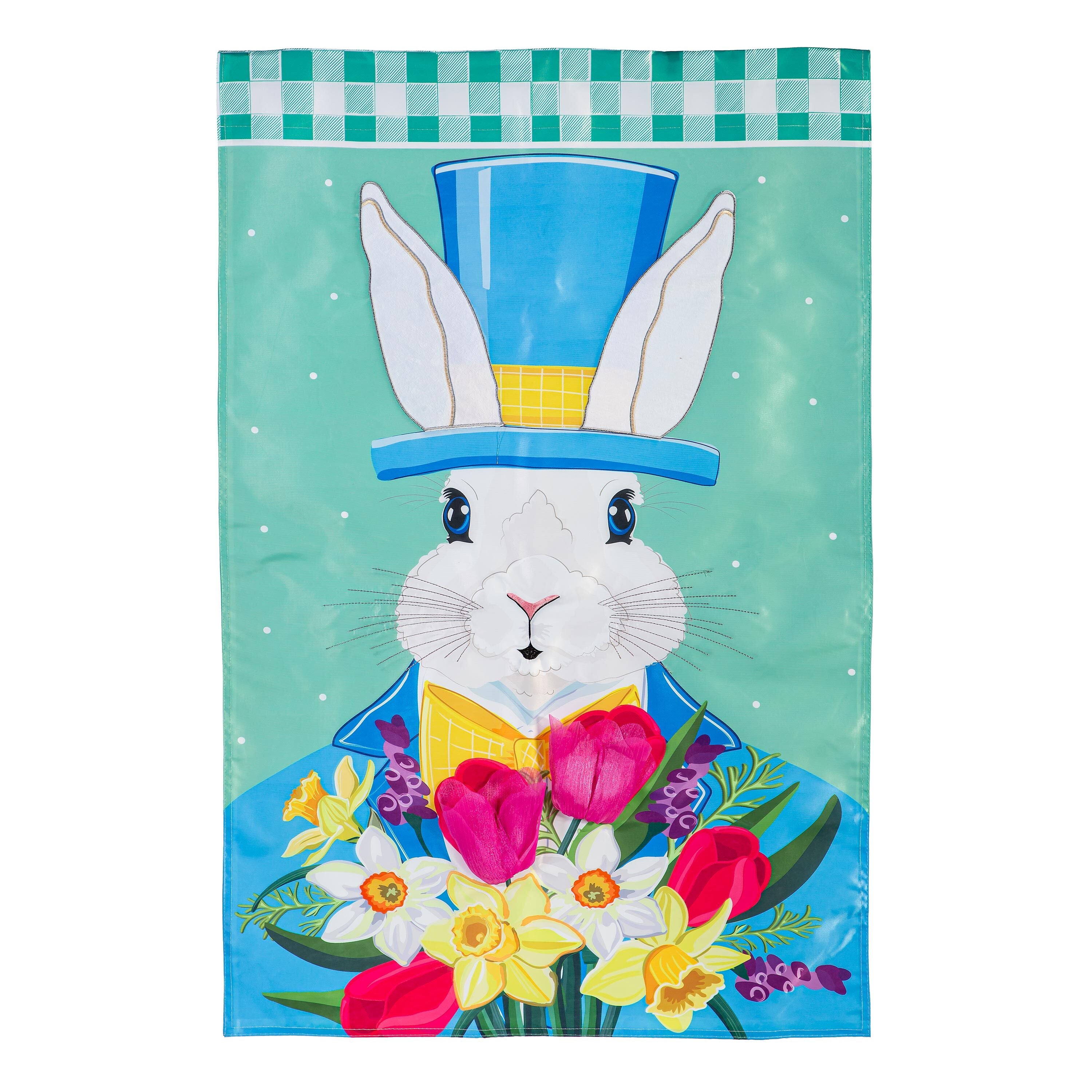 Evergreen Mister Easter Bunny Applique House Flag - Thumbnail 2
