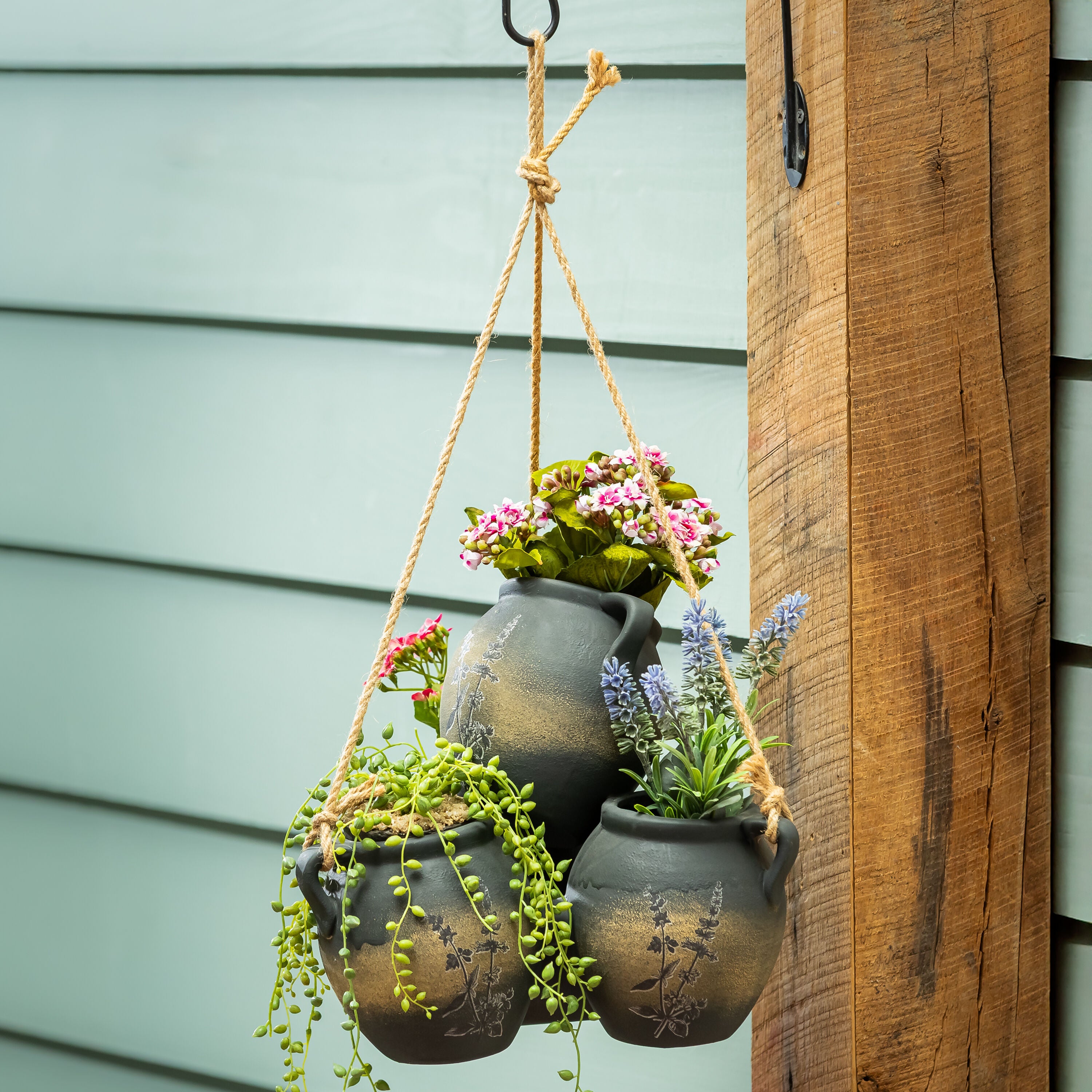 Triple Hanging Clay Pot Planter – Plow & Hearth