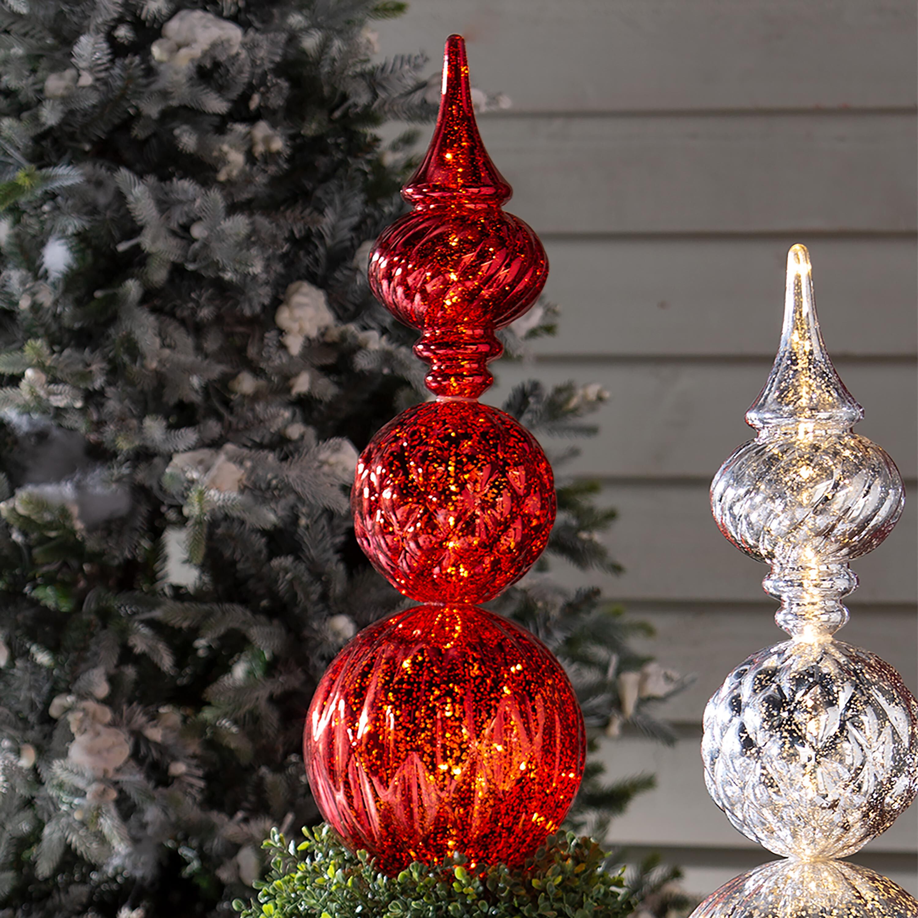 Indoor/Outdoor Shatterproof Holiday Lighted Large Finial Ornament