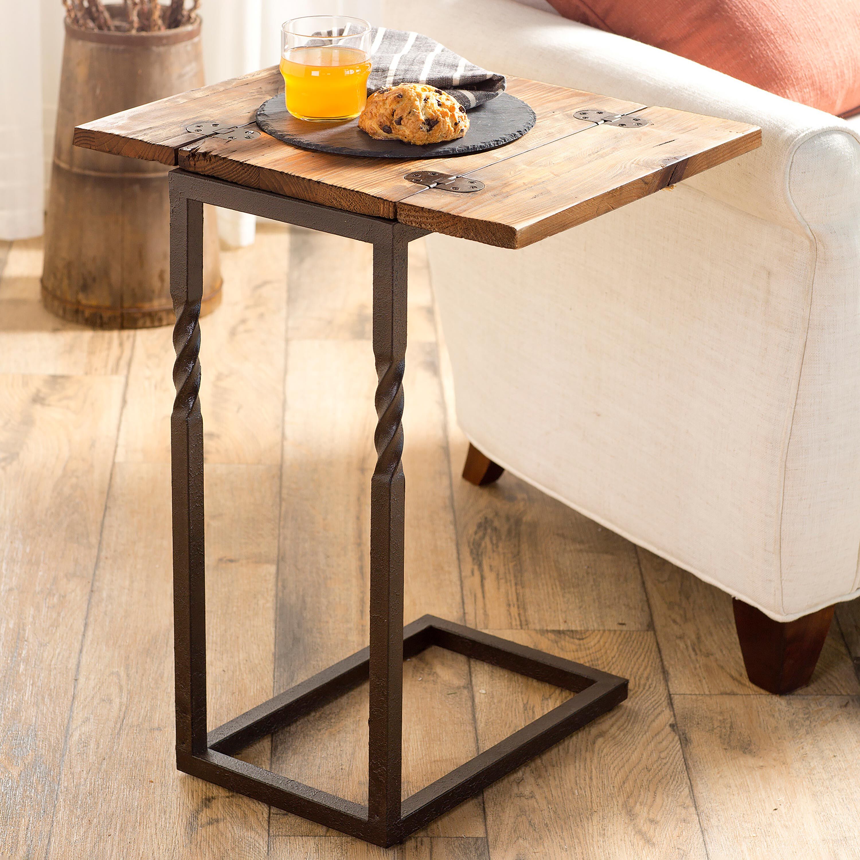 Deep Creek Pull-Up Table in Rustic Wood & Metal | Plow & Hearth