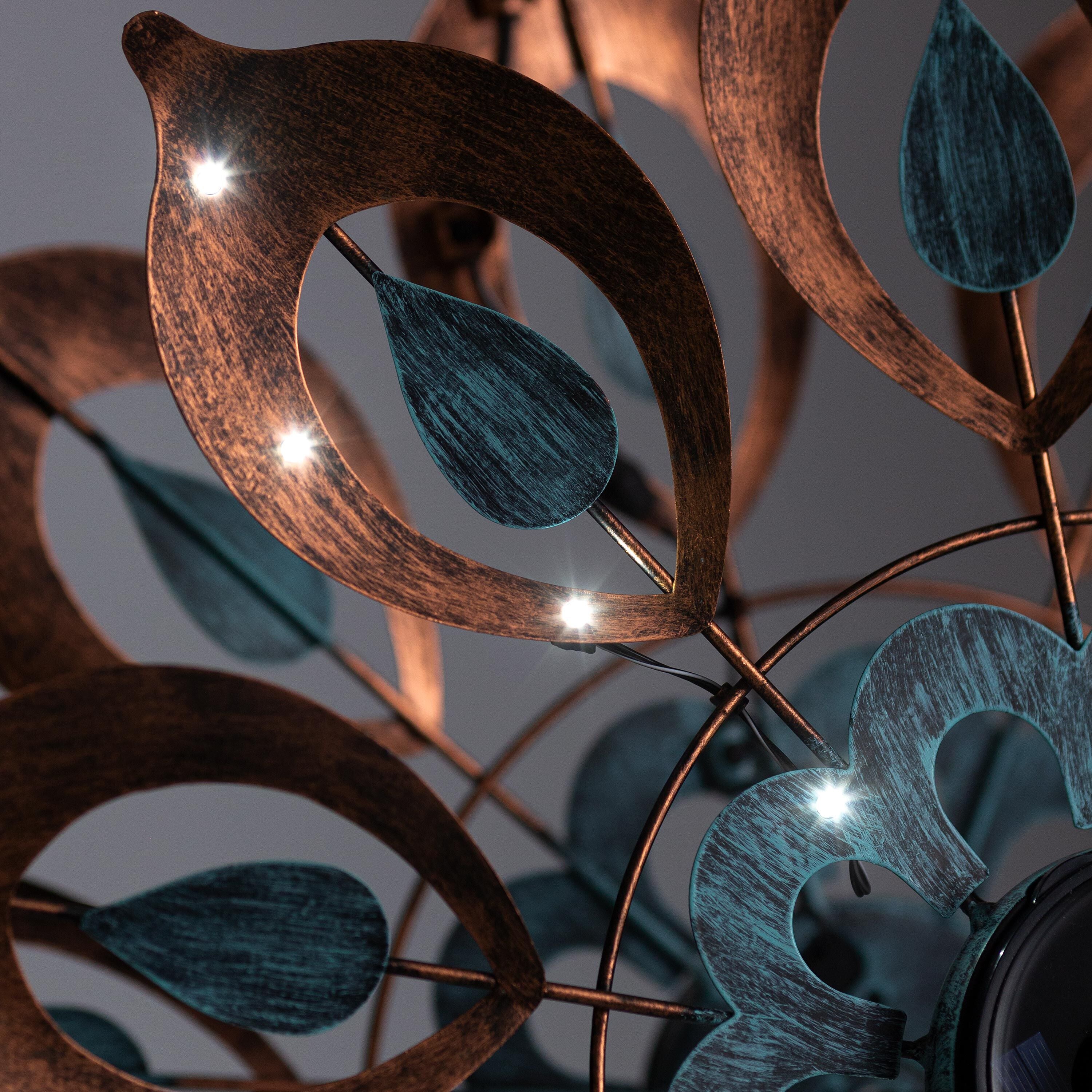 Antique Blue and Copper Lily Flower Solar Wind Spinner – Plow & Hearth