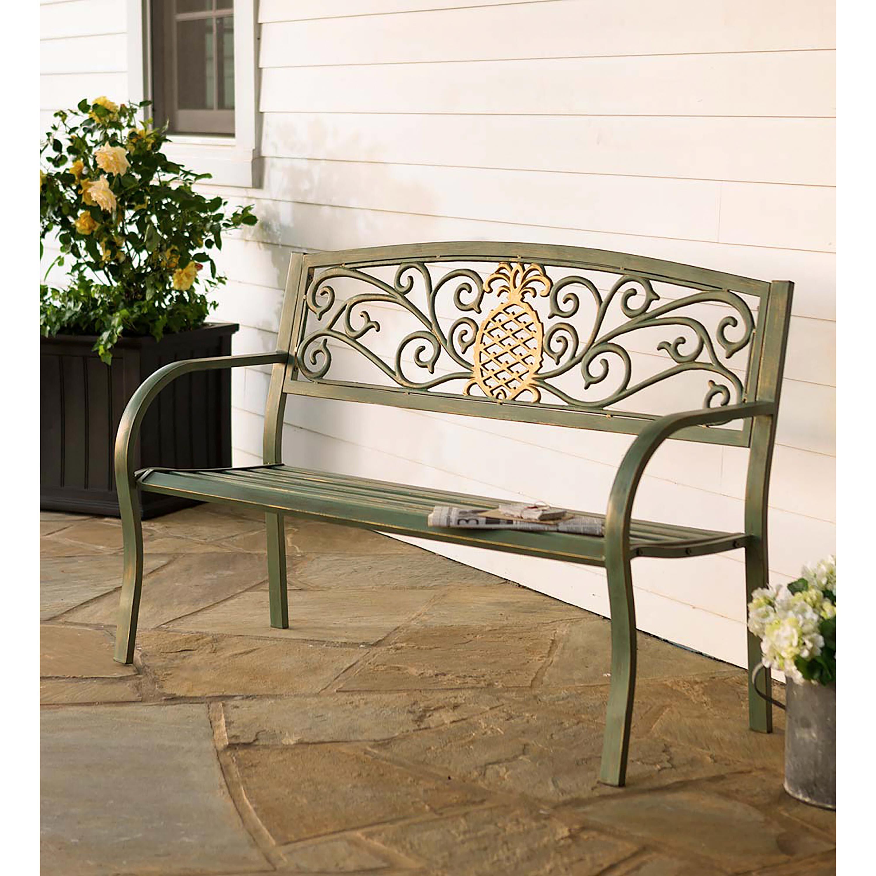 Pineapple Metal Garden Bench - Verdigris – Plow & Hearth