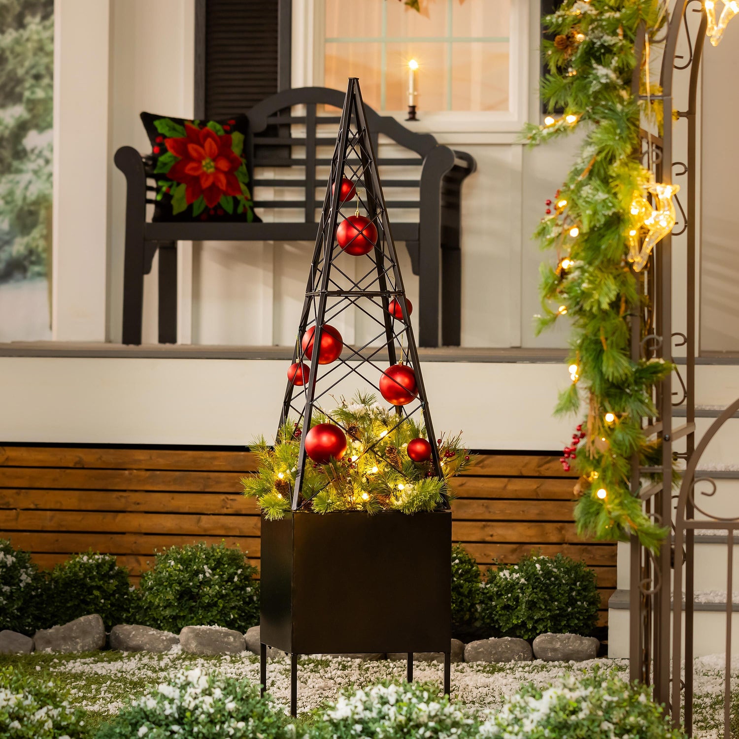 large plant pot for christmas tree Triangular Obelisk Planter – Plow & Hearth