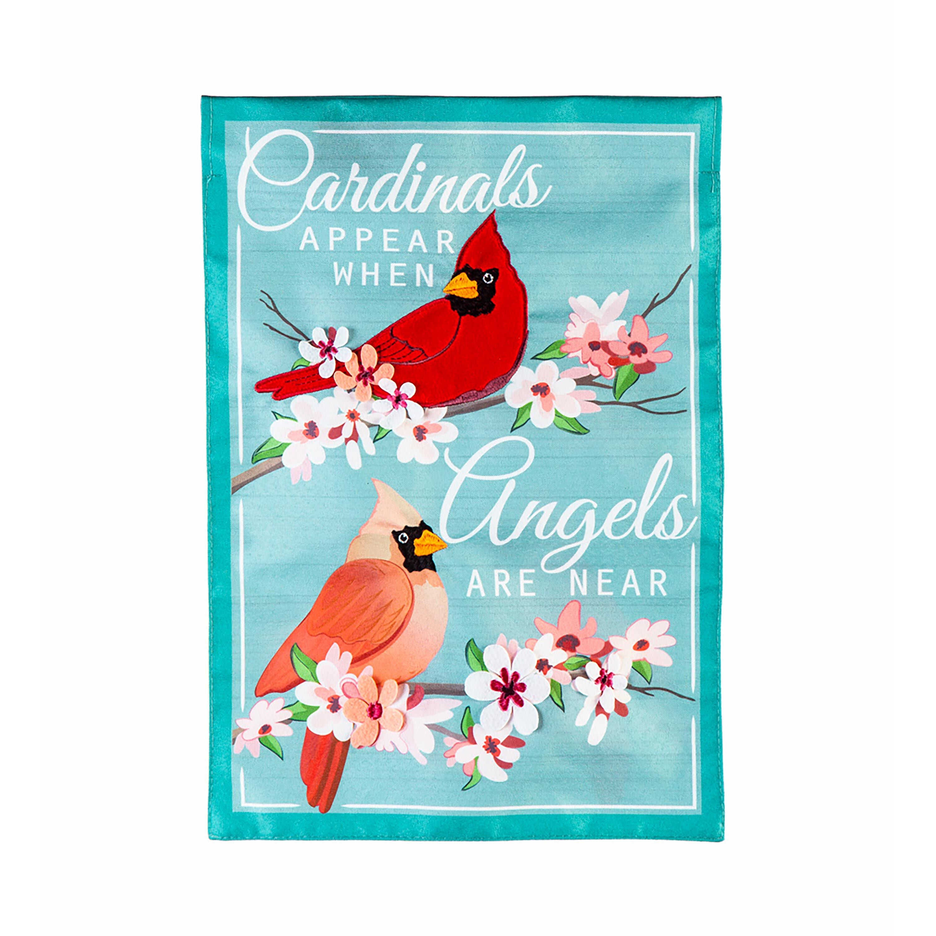Angels Are Near Cardinals Linen Garden Flag - Thumbnail 5