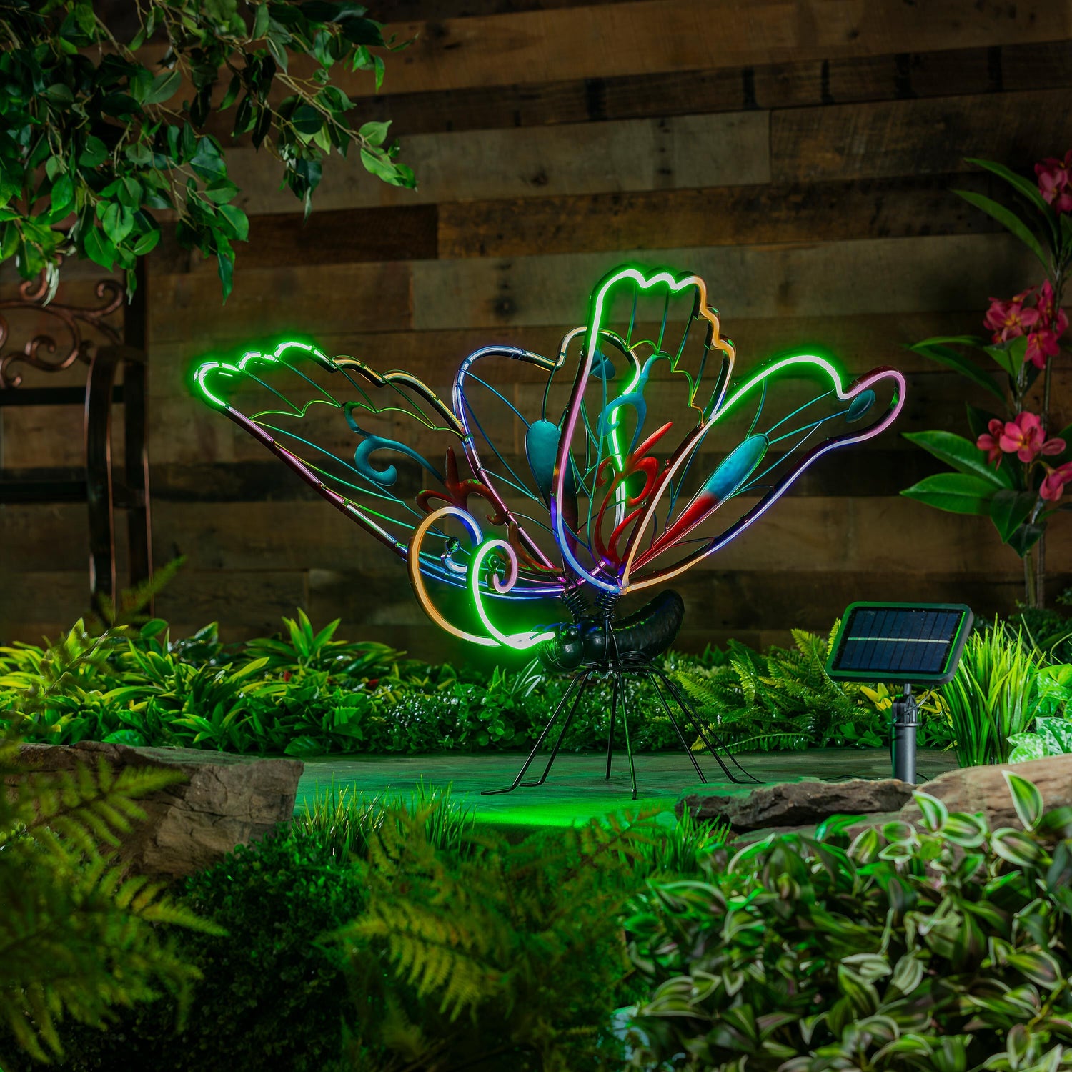 butterfly plant indoor or outdoor 28"H Solar Neon Butterfly