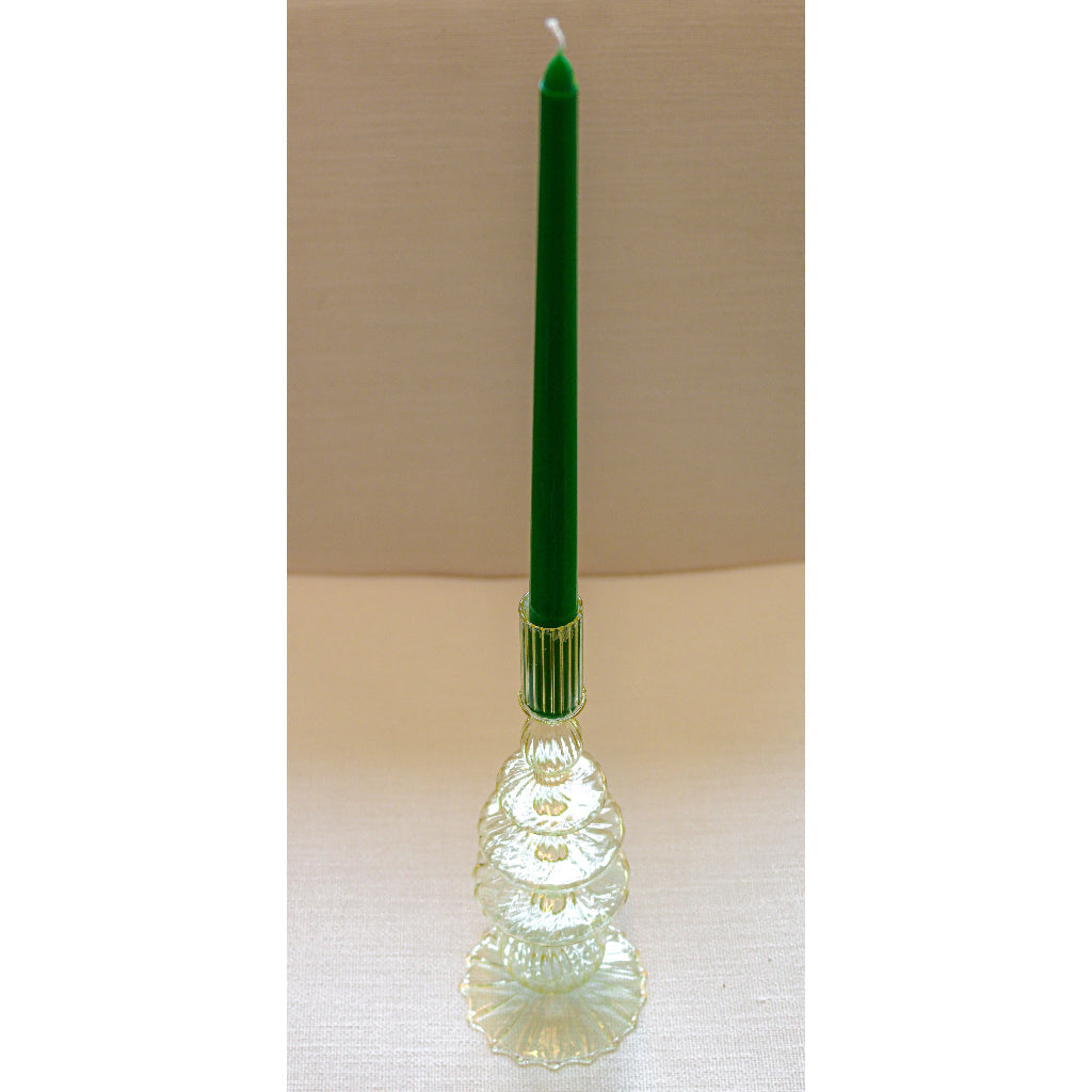 Buttercream Yellow Ribbed Candle Holder, Set of 2