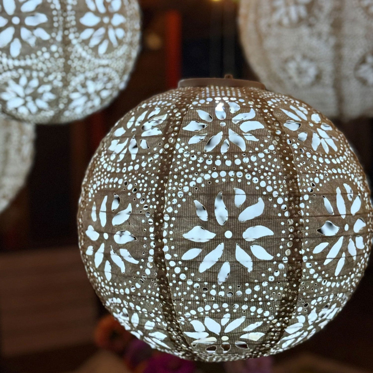 Stella Luxe Globe Boho Pearl 12" LED Lantern (Battery Powered)