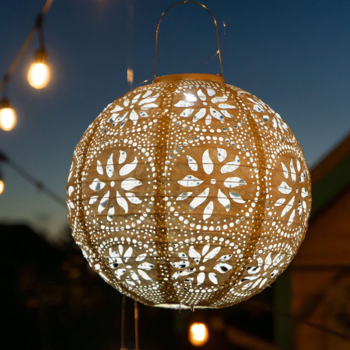 Stella Luxe Globe Boho Pearl 12" LED Lantern
