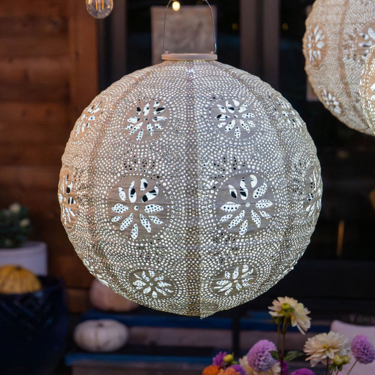 Stella Luxe Globe Boho Pearl 18" LED Lantern (Battery Powered)