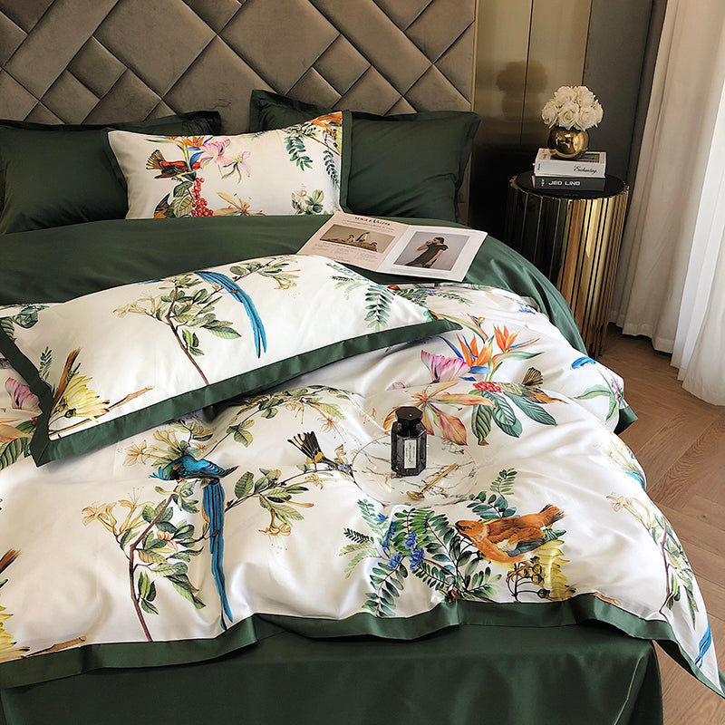 Luxury Birds Garden Long-Staple Cotton Bedding Set