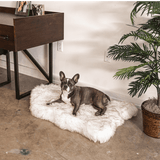 PupRug by Paw.com® Faux Fur Orthopedic Dog Bed - Curve White with Brown Accents
