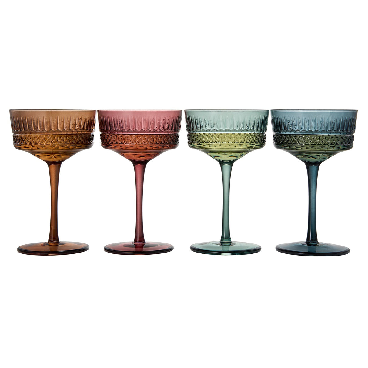 Tonal Crystal Champagne Coupe, Cocktail Glassware, Set of 4