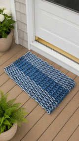 Navy Blue & Light Gray Double Weave Lobster Rope Doormat