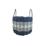 Five Stripe Rope Storage Basket Navy Blue, Light Gray, Seafoam
