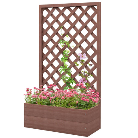 Wood Raised Garden Bed with Lattice Trellis