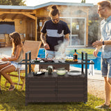 Outdoor Bar Cart Wicker Serving Cart