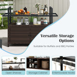 Outdoor Bar Cart Wicker Serving Cart