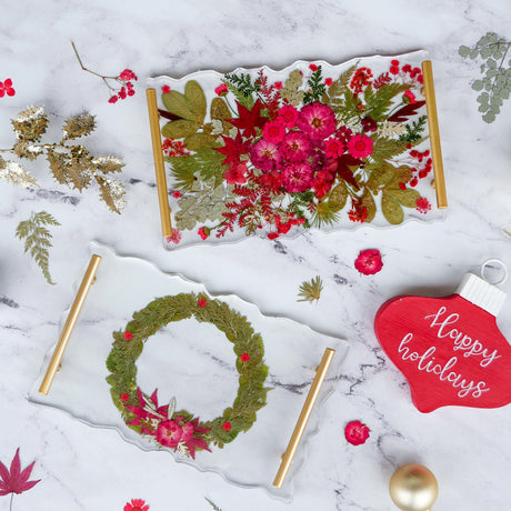 Holiday Floral Resin Serving Tray Kit
