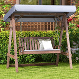 Fir Wood Porch Swing with Stand and Tilt Canopy