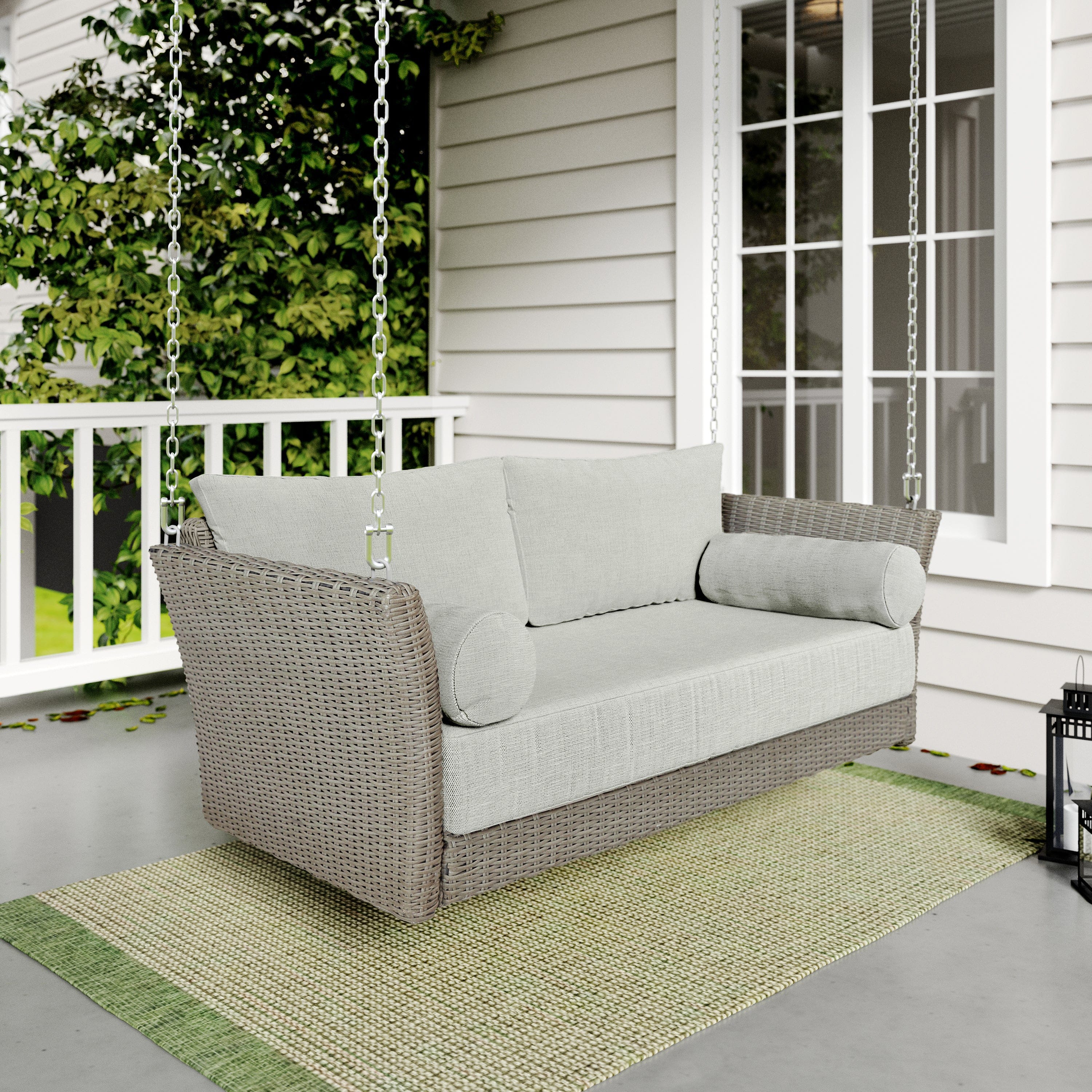 Plow & Hearth Sonoma Wicker Daybed Porch Swing - Thumbnail 5