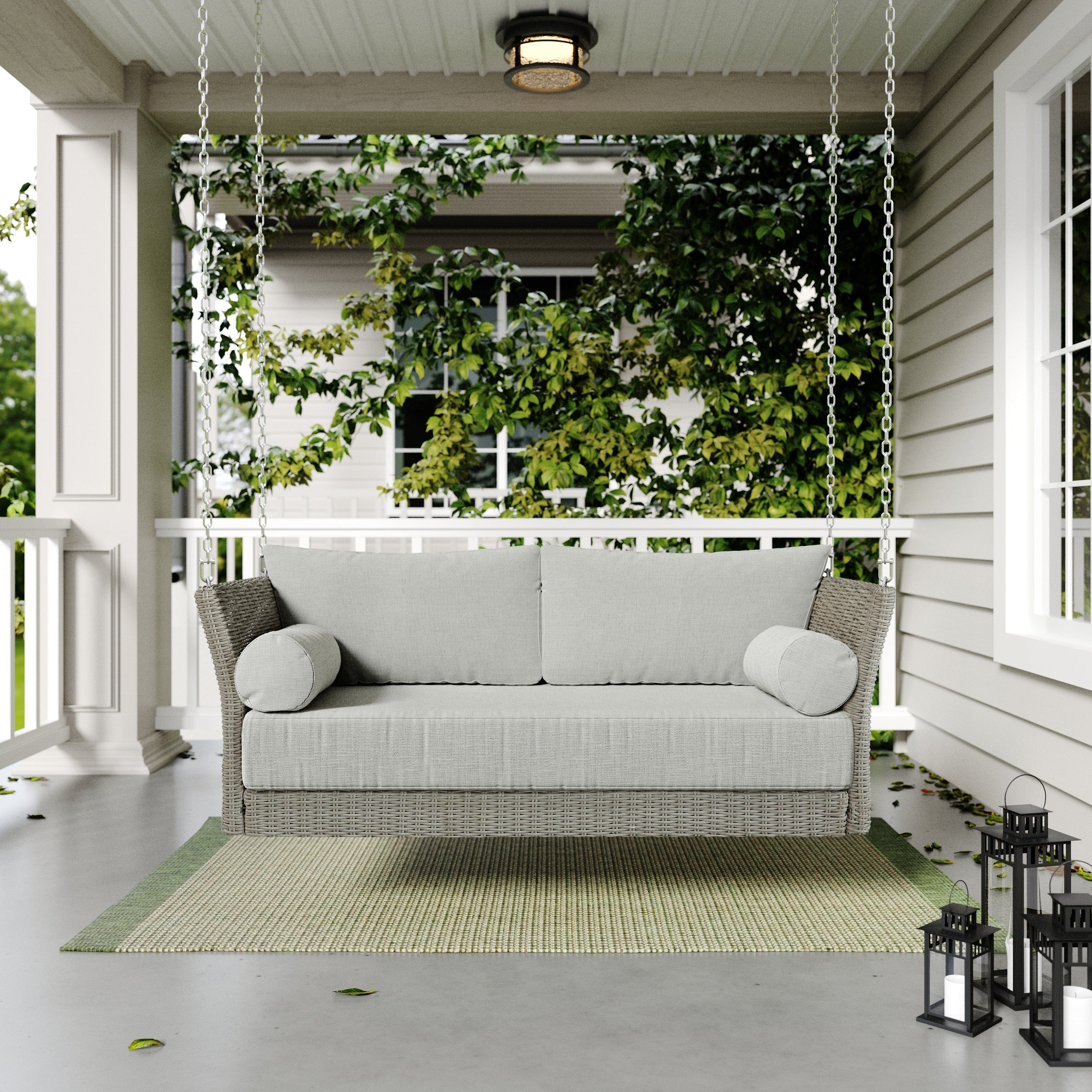Plow & Hearth Sonoma Wicker Daybed Porch Swing - Thumbnail 2