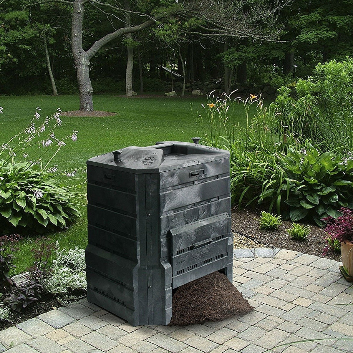 Black Plastic Compost Bin Composter - 94 Gallon