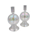 Set of 2 Rainbow Prism Bauble Candle Holders