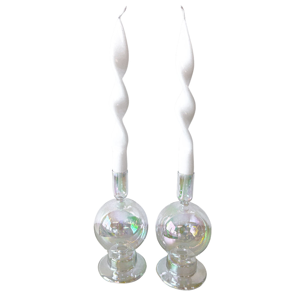 Set of 2 Rainbow Prism Bauble Candle Holders