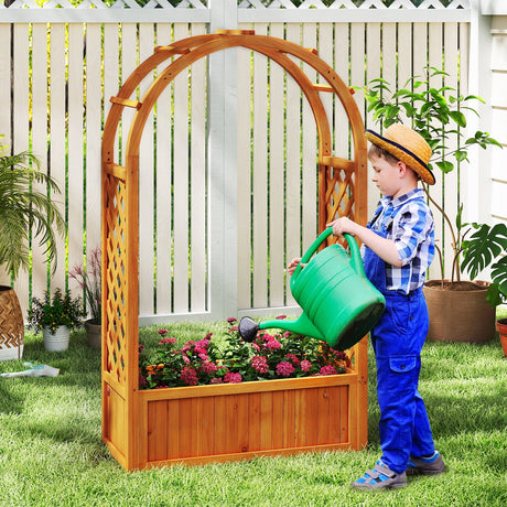 Raised Garden Bed with Lattice Trellis