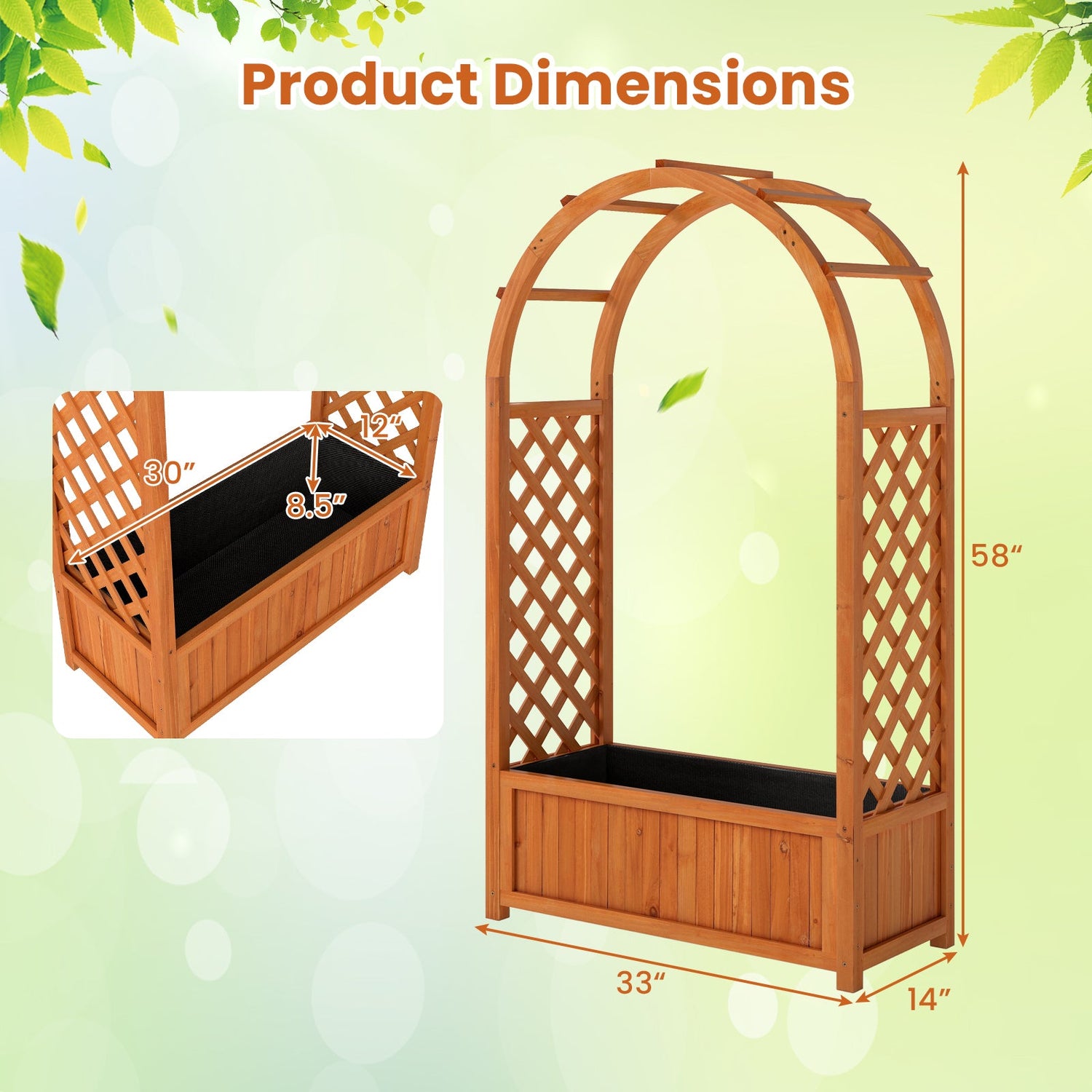 Raised Garden Bed with Lattice Trellis