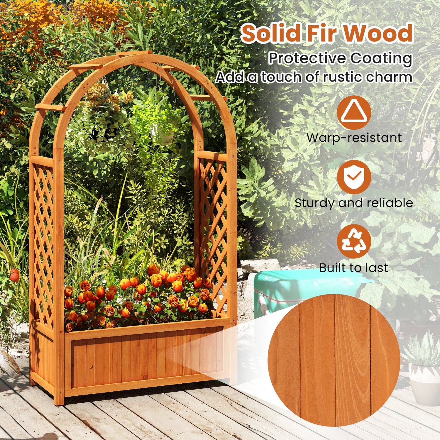 Raised Garden Bed with Lattice Trellis