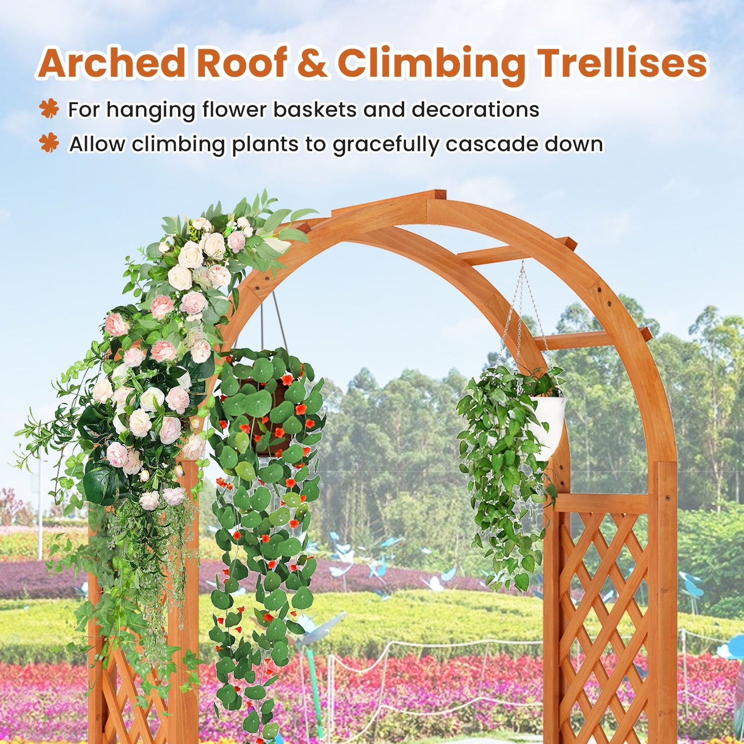 Raised Garden Bed with Lattice Trellis