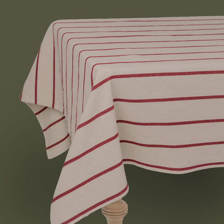 Red Stripe Linen Tablecloth