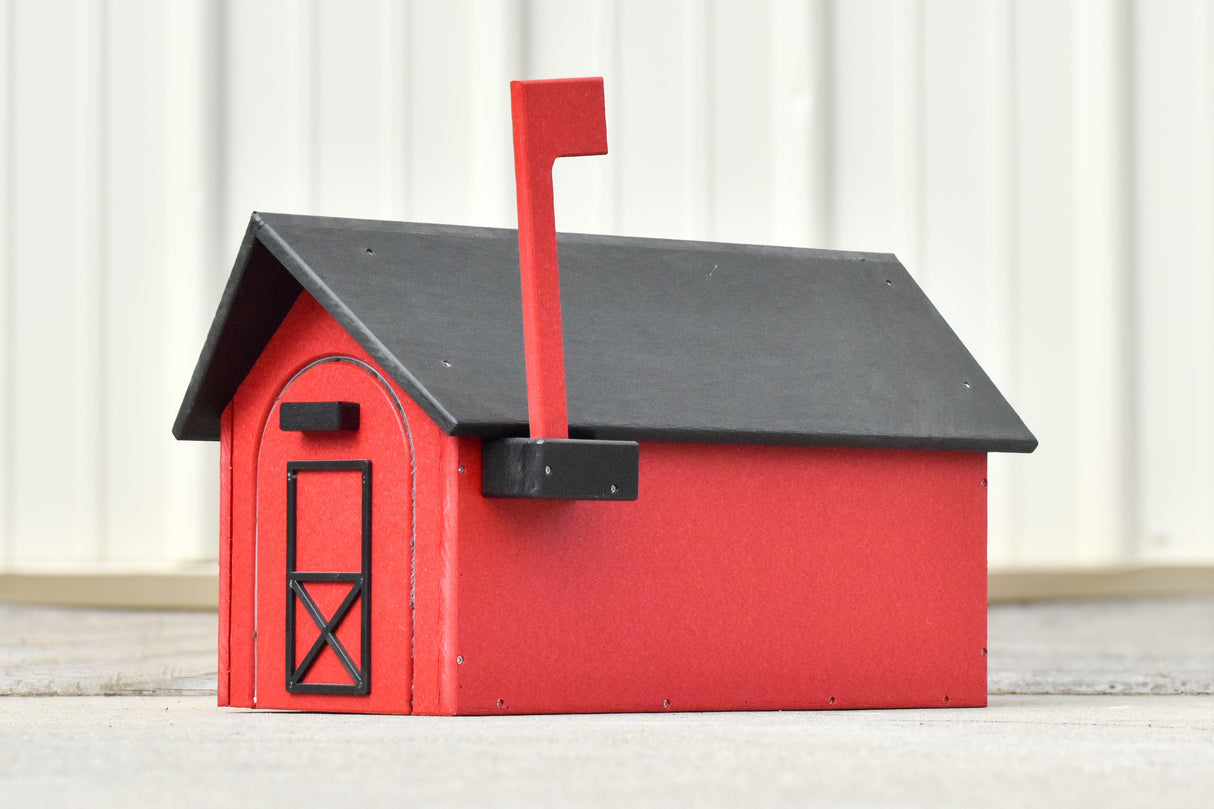 Heavy Duty Handcrafted Poly USPS Mailbox, Red/Black