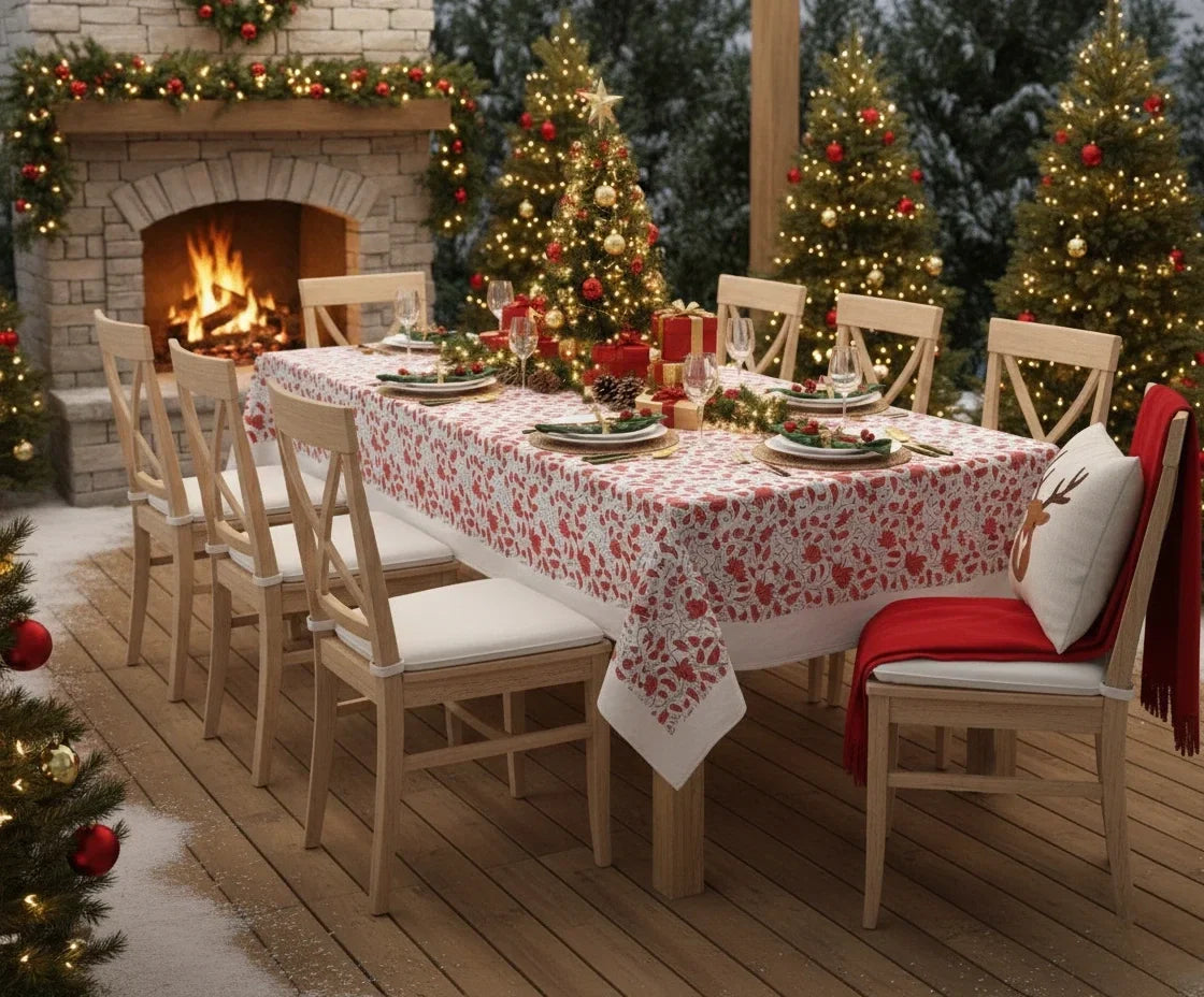 Floral Tablecloth - Red Cloth Tablecloth