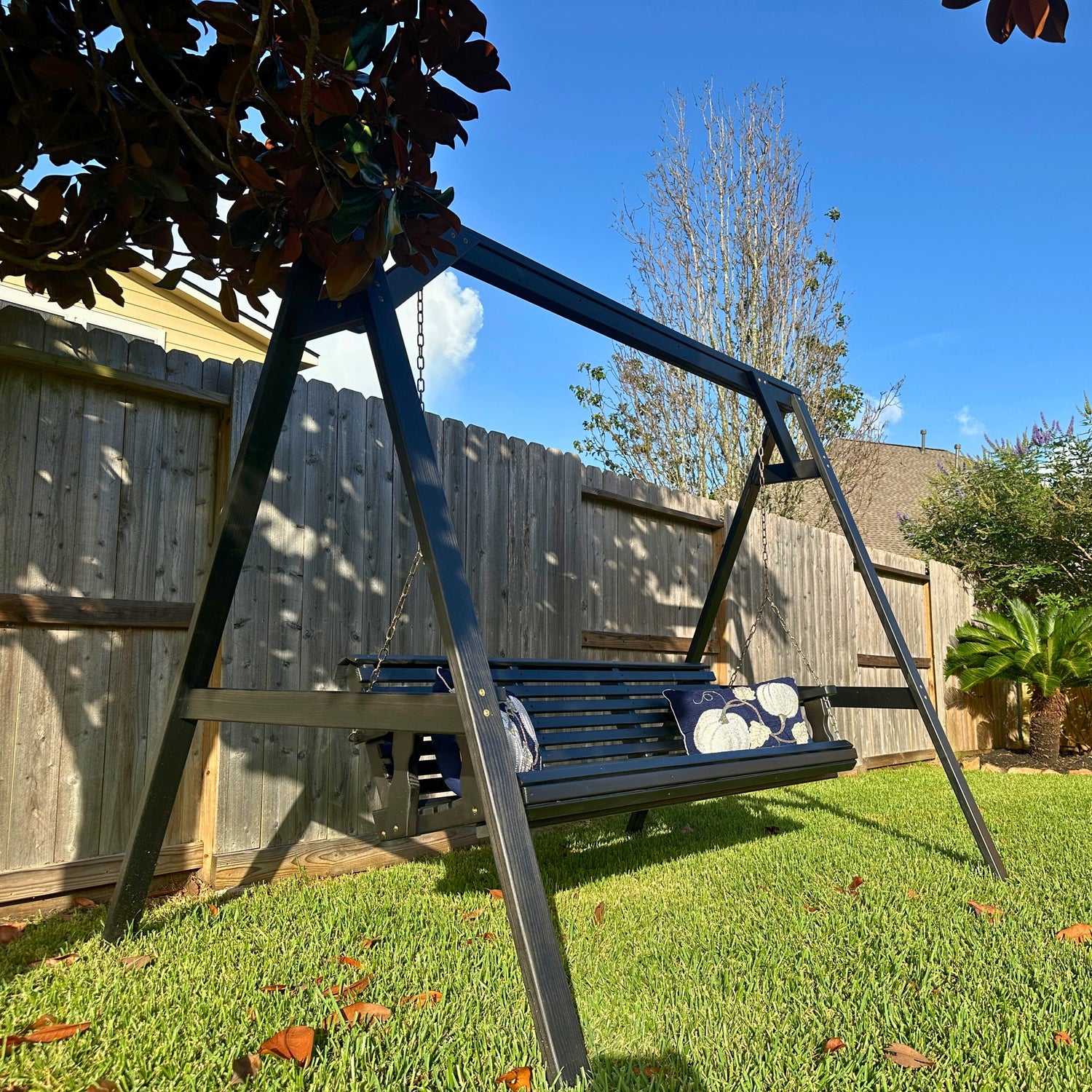 Amish Casual Heavy Duty Roll Back Swing with A-Frame Stand