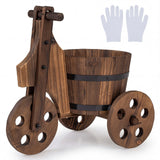 Rustic Wood Tricycle Planter