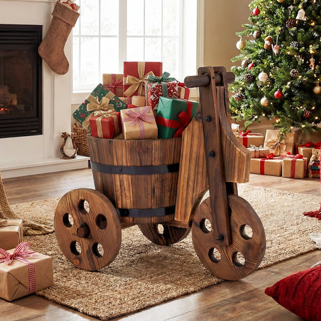 Rustic Wood Tricycle Planter