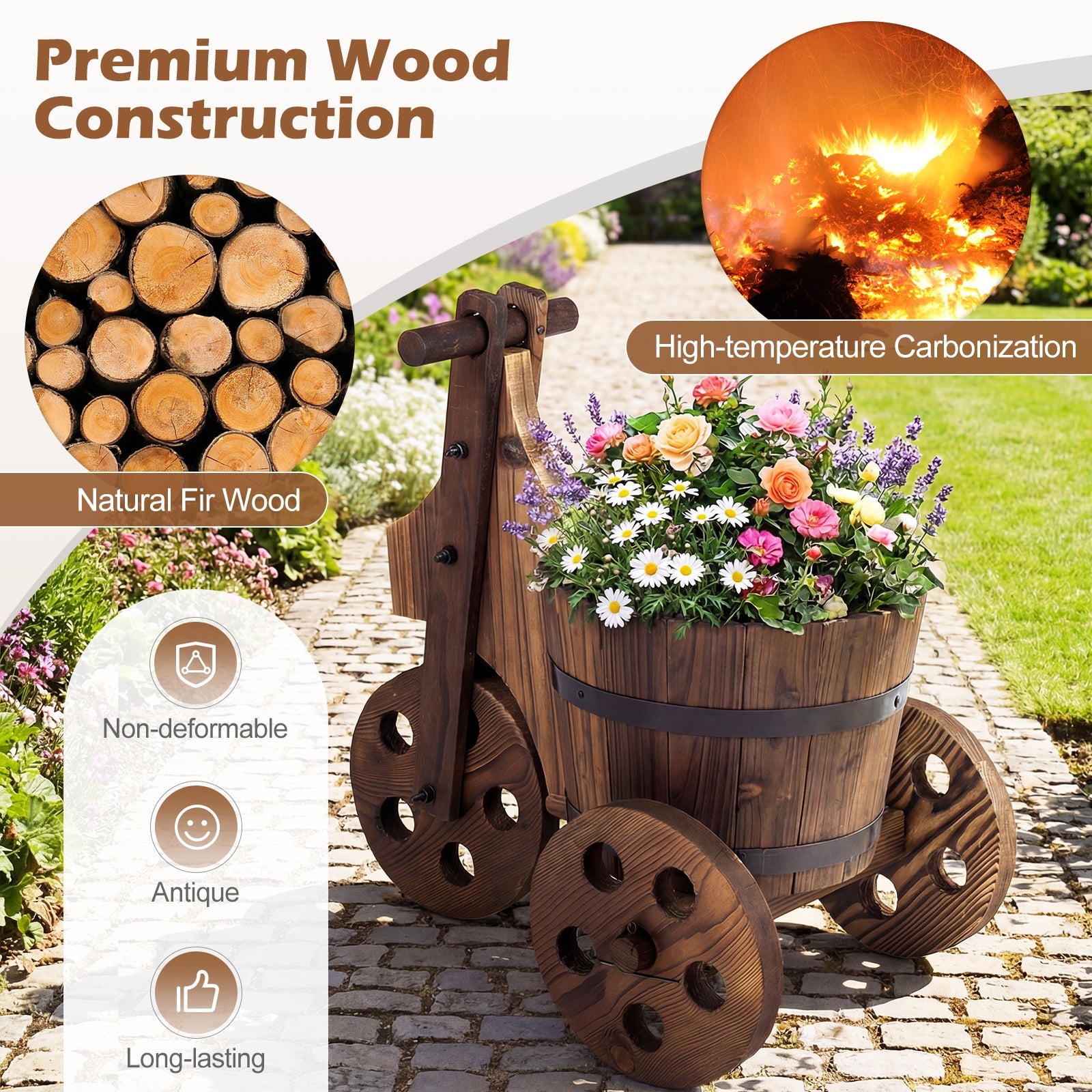 Rustic Wood Tricycle Planter – Plow & Hearth
