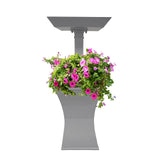 Modern Square Cast Aluminum 40-in Bird Bath and Planter Vase Combo