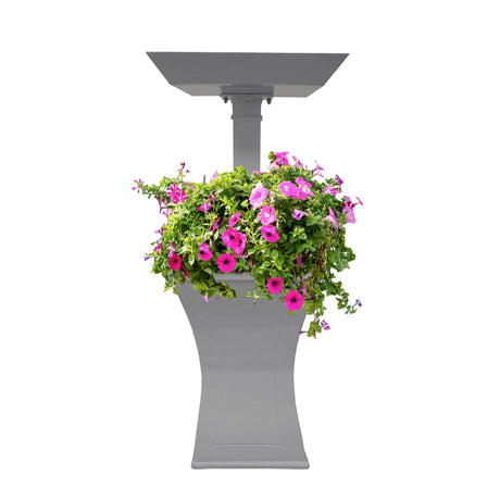 Modern Square Cast Aluminum 40-in Bird Bath and Planter Vase Combo