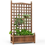 Solid Wood Farmhouse Garden Planter Box with 48-inch High Trellis