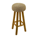 Kuta Natural Teak Indoor Branch Stool with Raffia Seat - 18.5"-30"