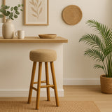 Kuta Natural Teak Indoor Branch Stool with Raffia Seat - 18.5"-30"