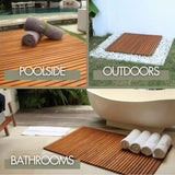 Sunriver Teak Shower and Bath String Mat with Rubber Feet 23.62" x 15.75"