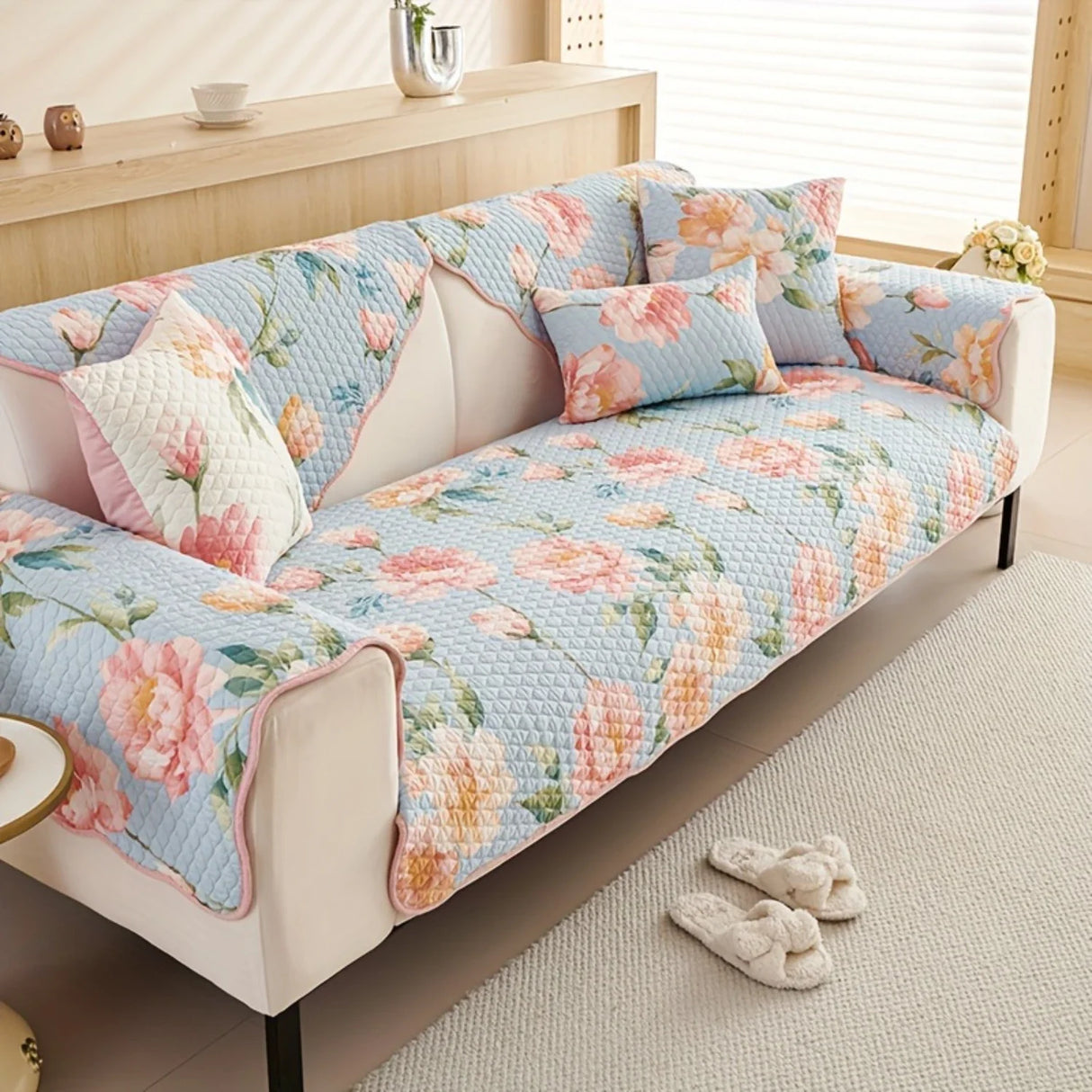 Floral Couch Cover – Pet Proof Linen Sofa Slipcover