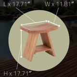 Siena Natural Teak Shower and Bath Stool with Curved Seat and Shelf