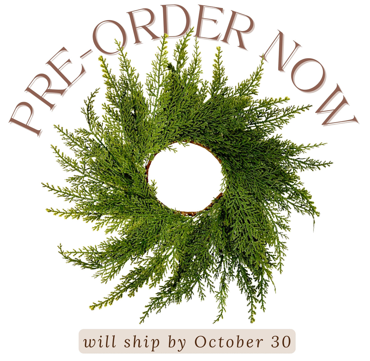 Small Mini Cedar Christmas Wreath - Ship by 10/30/2026